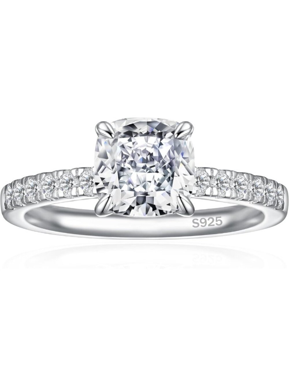 Cushion Cut 925 Sterling Silver Engagement Ring for Women - Elegant & Timeless